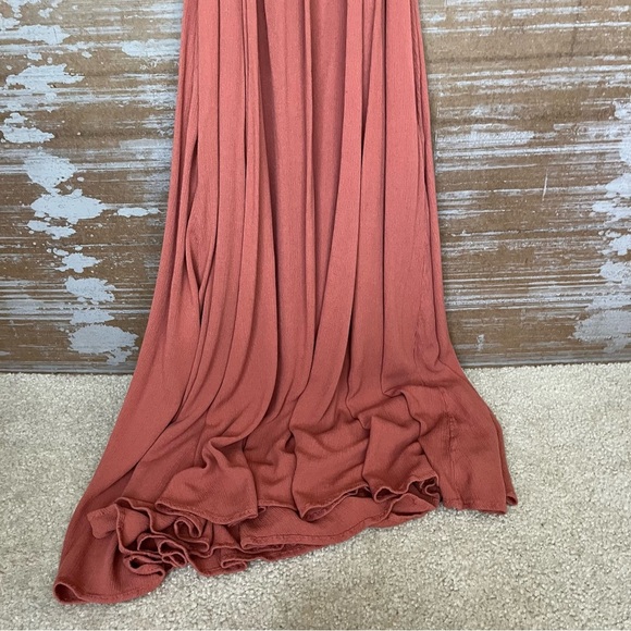 Free People Grommet Maxi Dress Slit Rayon Boho Western Summer Beachy Womens XS - Picture 8 of 9